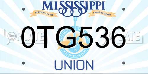 0TG536 Mississippi License Plate
