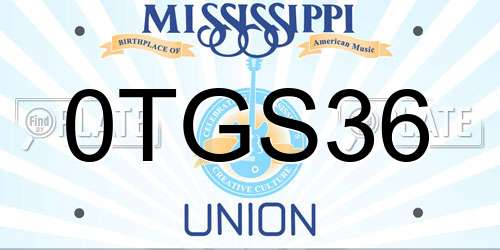 0TGS36 Mississippi License Plate