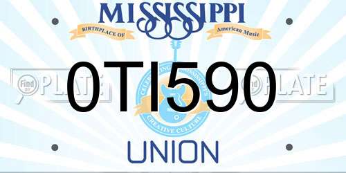0TI590 Mississippi License Plate