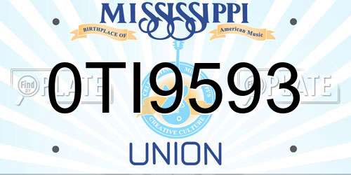 0TI9593 Mississippi License Plate