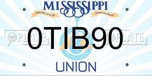 0TIB90 Mississippi License Plate