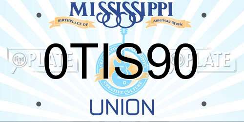 0TIS90 Mississippi License Plate