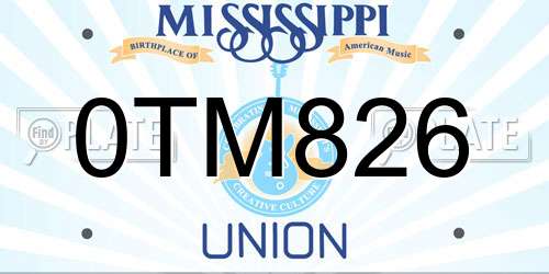 0TM826 Mississippi License Plate