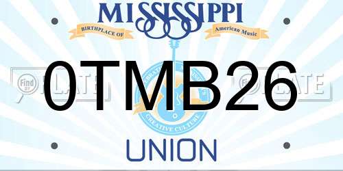 0TMB26 Mississippi License Plate