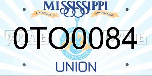 0TO0084 Mississippi License Plate