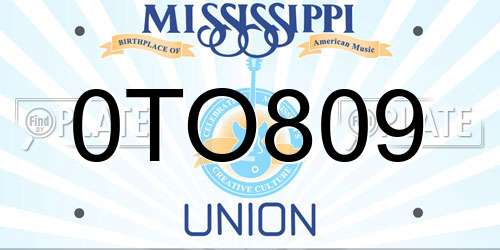 0TO809 Mississippi License Plate