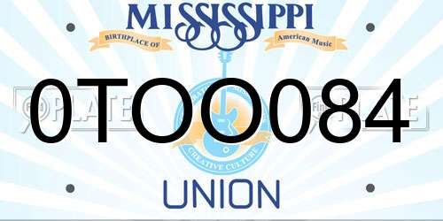 0TOO084 Mississippi License Plate