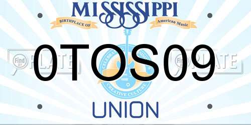0TOS09 Mississippi License Plate
