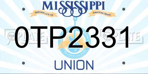 0TP2331 Mississippi License Plate