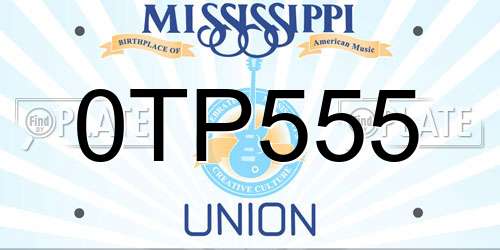 0TP555 Mississippi License Plate