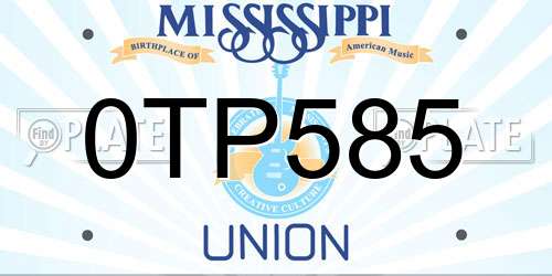0TP585 Mississippi License Plate