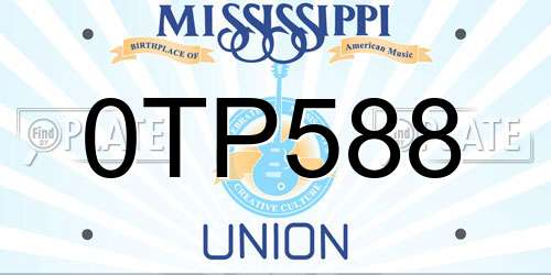 0TP588 Mississippi License Plate