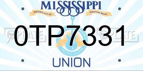 0TP7331 Mississippi License Plate