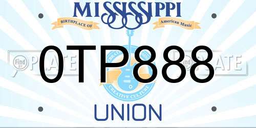0TP888 Mississippi License Plate