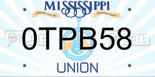 0TPB58 Mississippi License Plate