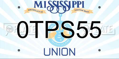 0TPS55 Mississippi License Plate