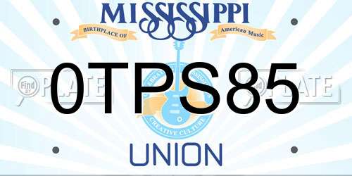 0TPS85 Mississippi License Plate