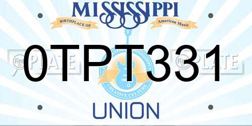 0TPT331 Mississippi License Plate