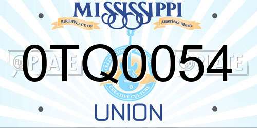 0TQ0054 Mississippi License Plate