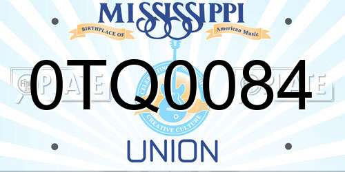 0TQ0084 Mississippi License Plate