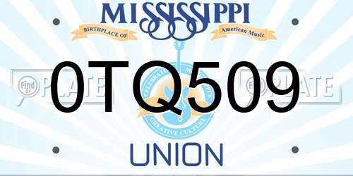 0TQ509 Mississippi License Plate