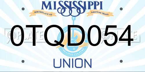 0TQD054 Mississippi License Plate