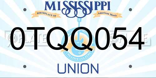 0TQQ054 Mississippi License Plate