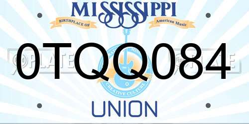 0TQQ084 Mississippi License Plate