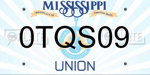 0TQS09 Mississippi License Plate