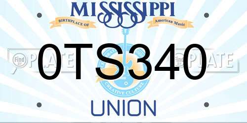 0TS340 Mississippi License Plate