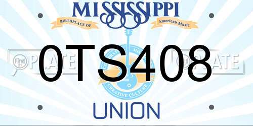 0TS408 Mississippi License Plate