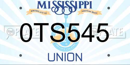 0TS545 Mississippi License Plate