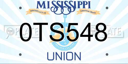 0TS548 Mississippi License Plate