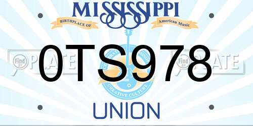 0TS978 Mississippi License Plate