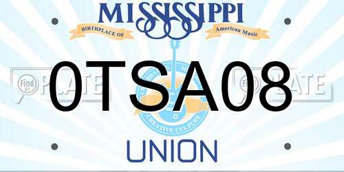 0TSA08 Mississippi License Plate