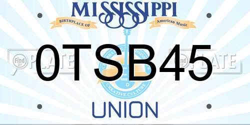 0TSB45 Mississippi License Plate
