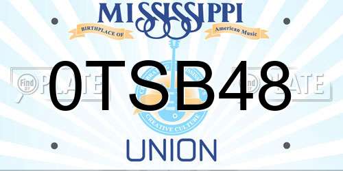 0TSB48 Mississippi License Plate
