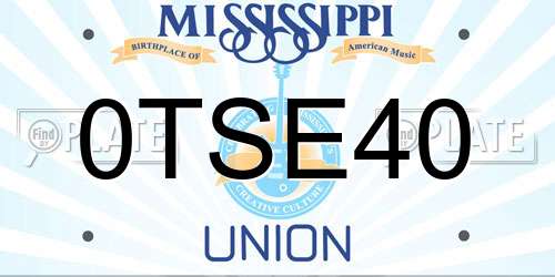 0TSE40 Mississippi License Plate