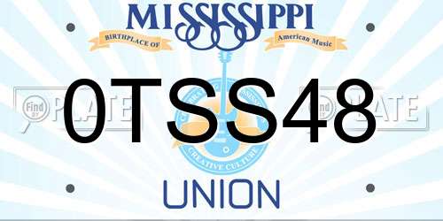 0TSS48 Mississippi License Plate