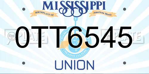 0TT6545 Mississippi License Plate
