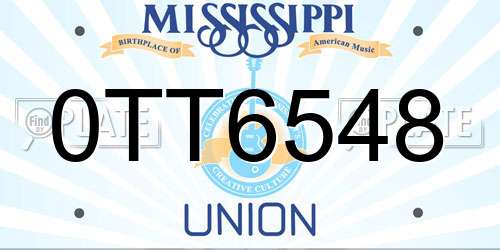 0TT6548 Mississippi License Plate