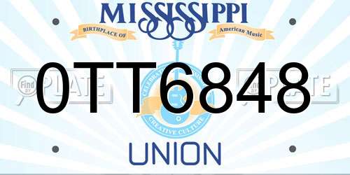 0TT6848 Mississippi License Plate