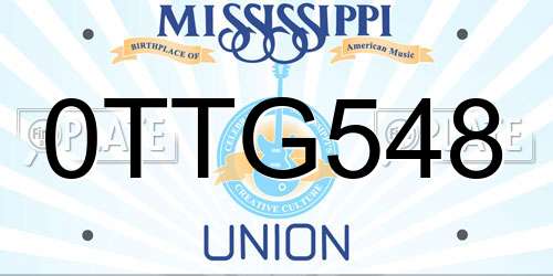 0TTG548 Mississippi License Plate