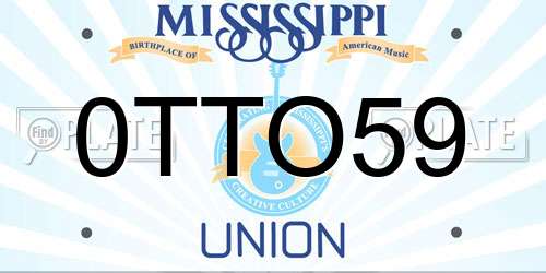 0TTO59 Mississippi License Plate