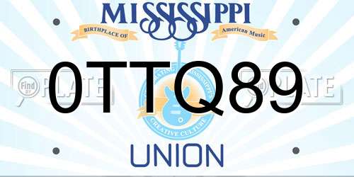 0TTQ89 Mississippi License Plate
