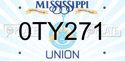 0TY271 Mississippi License Plate