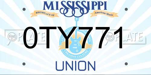 0TY771 Mississippi License Plate