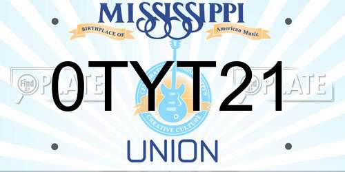 0TYT21 Mississippi License Plate