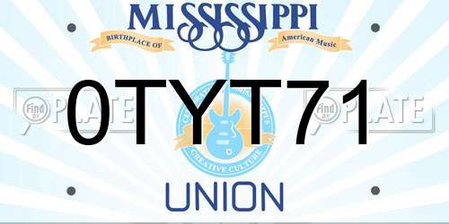 0TYT71 Mississippi License Plate