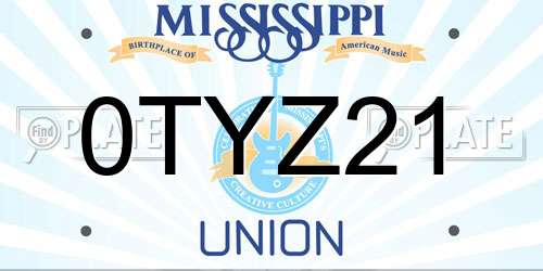 0TYZ21 Mississippi License Plate